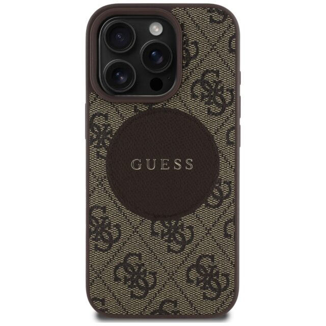 Case Guess 4G Circle Classic Logo MagSafe for iPhone 16 Pro brown - imagine 3