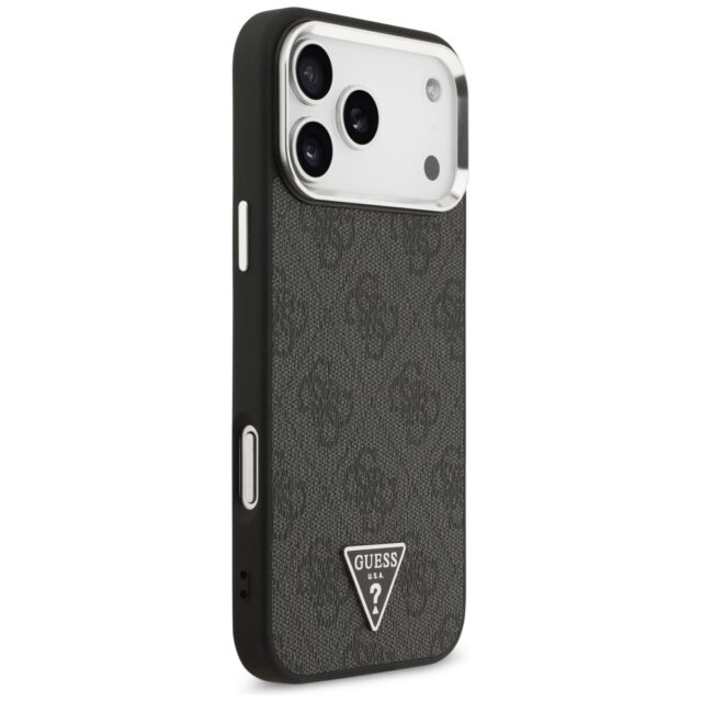 Case Guess 4G Triangle Logo MagSafe for iPhone 17 Pro Max black silver - imagine 4