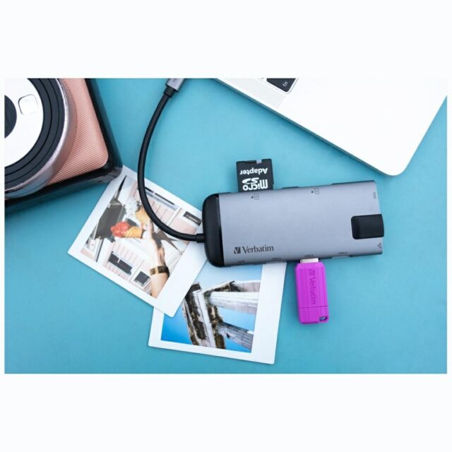 Verbatim USB-C Hub Adapter - USB-C/3xUSB-A 3.0/HDMI/Ethernet/SD/microSD aluminum 49142 - imagine 3