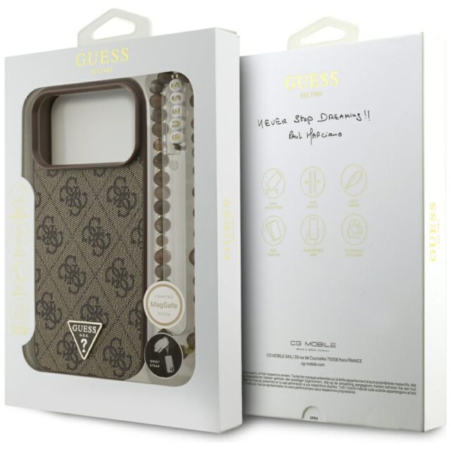 Guess 4G Strap Triangle Logo MagSafe case for iPhone 17 Pro Max brown - imagine 8