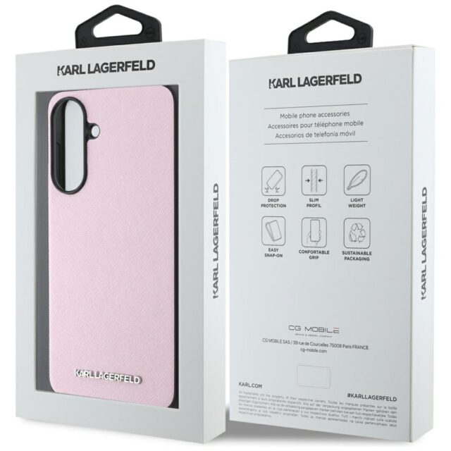 Case Karl Lagerfeld Saffiano Metal Logo for Samsung Galaxy A56 pink - imagine 7