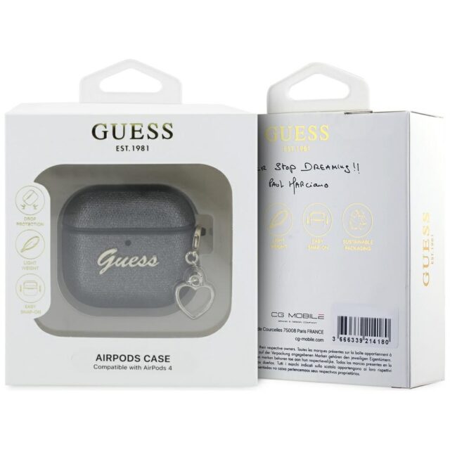 Guess Metallic Script Charm Case for AirPods 4 Black - imagine 3