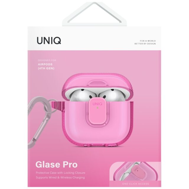 Case UNIQ Glase Pro for AirPods 4 Lock    Case pink - imagine 2