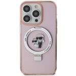 Karl Lagerfeld KLHMP15LHMRSKCP iPhone 15 Pro 6.1" pink hardcase Ring Stand Karl&Choupettte Mag - imagine 3