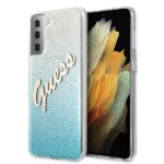 Guess GUHCS21SPCUGLSBL S21 G991 blue hardcase Glitter Gradient Script