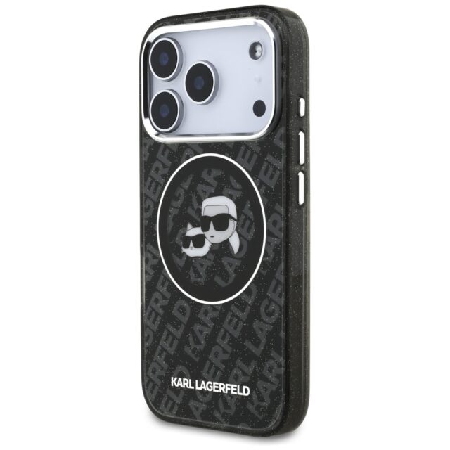 Case Karl Lagerfeld IML Glitter Karl &   Choupette Heads Logo MagSafe for iPhone 17 Pro black - imagine 2