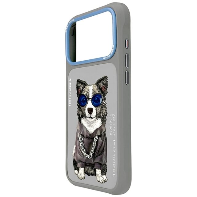 Case Nimmy Glasses Cool Dog for iPhone 17 Pro grey - imagine 3