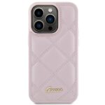 Guess GUHCP15LPSQSQSP iPhone 15 Pro 6.1" pink hardcase Quilted Metal Logo - imagine 3
