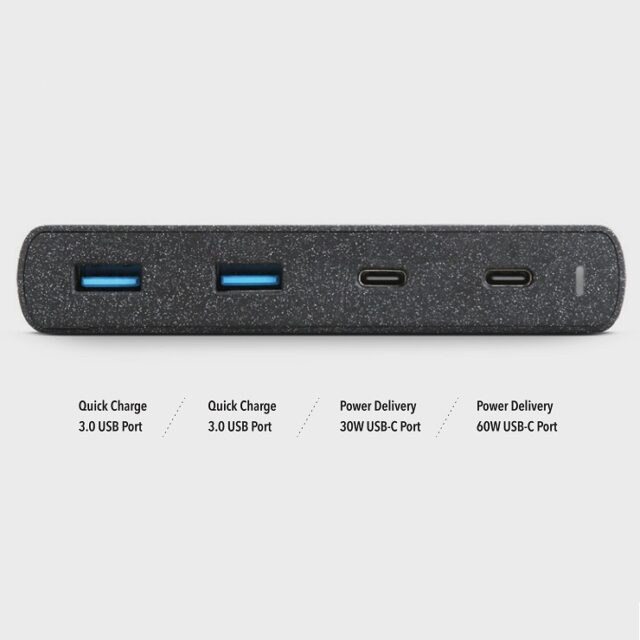 UNIQ HUB Surge Charger 90W charcoal black 2xUSB Quick Charge 3.0 + 2xUSB-C PD 3.0 (LITHOS - imagine 2