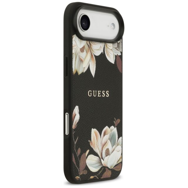 Guess Grained Flowers Classic Logo MagSafe case for iPhone Air black - imagine 4
