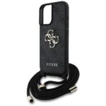 Case Guess 4G Big Logo Cord Stap Crossbody for iPhone 16 Plus black - imagine 5