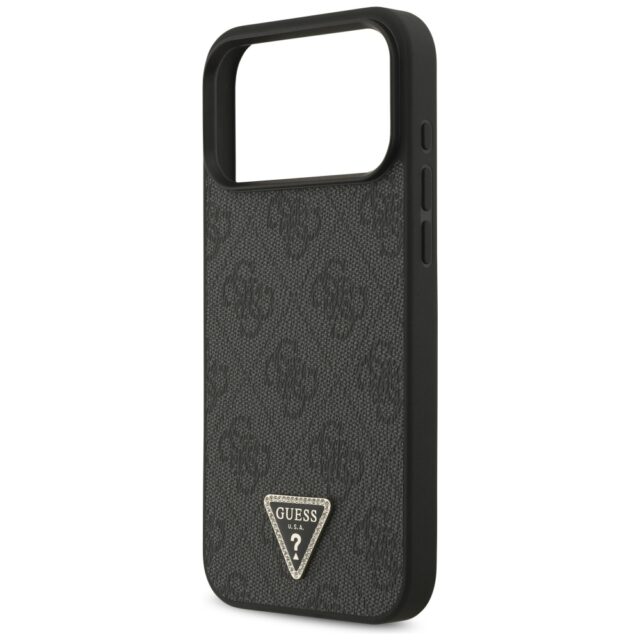 Guess Leather 4G Triangle Strass MagSafe Case for iPhone 17 Pro Max black - imagine 6