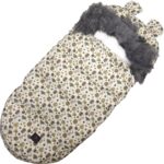 Extralink Infant Sleeping Bag for Stroller, Car Seat, Sledge with Ears, Faux Fur Insulated, 100cm Leaves - imagine 2