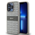 DKNY DKHCP15XPRTHSLE iPhone 15 Pro Max 6.7 inch beige hardcase Leather Mono Stripe & Metal Logo