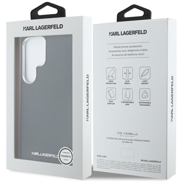 Case Karl Lagerfeld Saffiano Full Wrapped Elongated Metal Logo MagSafe for Samsung Galaxy S25 - imagine 8