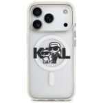 Karl Lagerfeld IML Glitter Karl & Choupette Sketch Logo MagSafe Case for iPhone 17 Pro Clear - imagine 3