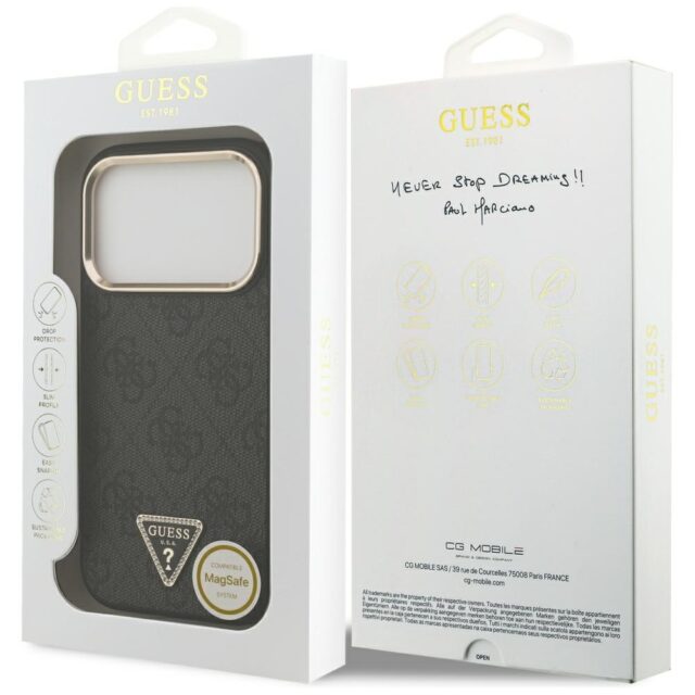 Case Guess 4G Triangle Logo MagSafe for iPhone 17 Pro black gold - imagine 8