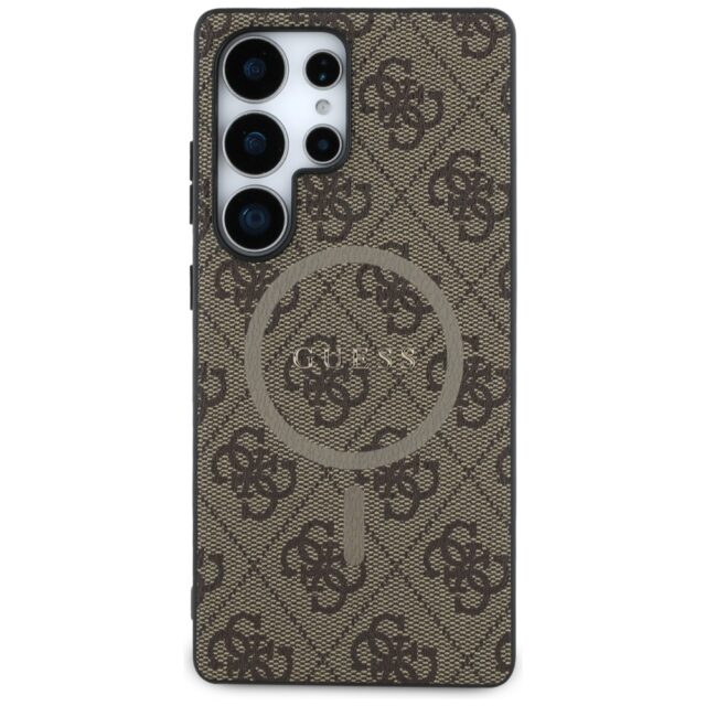 Case Guess Leather 4G Colored Ring Classic Logo MagSafe Samsung Galaxy S25 Ultra brown - imagine 3