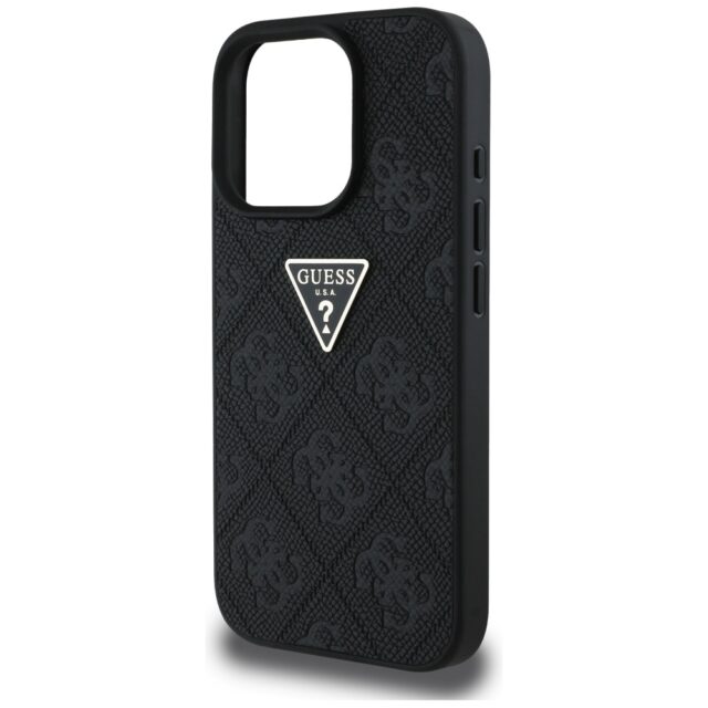Case Guess Hot Stamp 4G Pattern Triangle Metal Logo for iPhone 16 Pro black - imagine 6