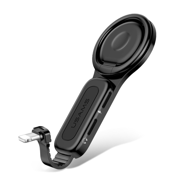 cps-53c78e5cb742a690cef42d8831b50486-2025-12-07-08-14-45 USAMS Adapter AU06 2-in-1 Lightning to 2 x Lightning + Ring Holder black SJ274LN01 (US-SJ274) - imagine 1