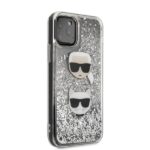 Karl Lagerfeld KLHCN65KCGLSL iPhone 11 Pro Max hardcase silver Glitter Karl&Choupette - imagine 3