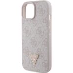 Guess GUHCP15SP4TDPP iPhone 15 / 14 / 13 6.1" pink hardcase Leather 4G Triangle Strass - imagine 6