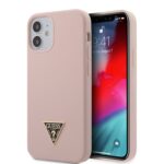 Guess GUHCP12SLSTMLP iPhone 12 mini 5,4" light pink hardcase Silicone Triangle Logo