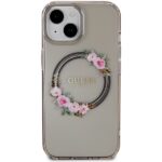 Guess GUHMP15SHFWFCK iPhone 15 / 14 / 13 6.1" black hardcase IML Flowers Wreatch MagSafe - imagine 3