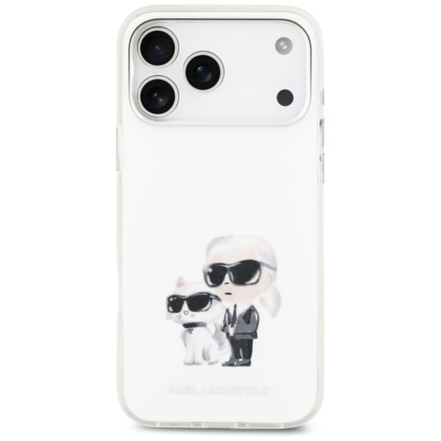 Karl Lagerfeld IML Aquarelle Karl & Choupette & Logo MagSafe Case for iPhone 17 Pro Max White - imagine 3