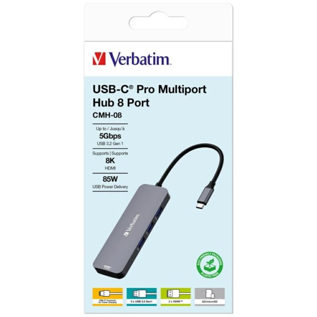 Verbatim Adapter Hub USB-C - 2xHDMI/3xUSB-A/SD/microSD/USB-C aluminum 32151 - imagine 4