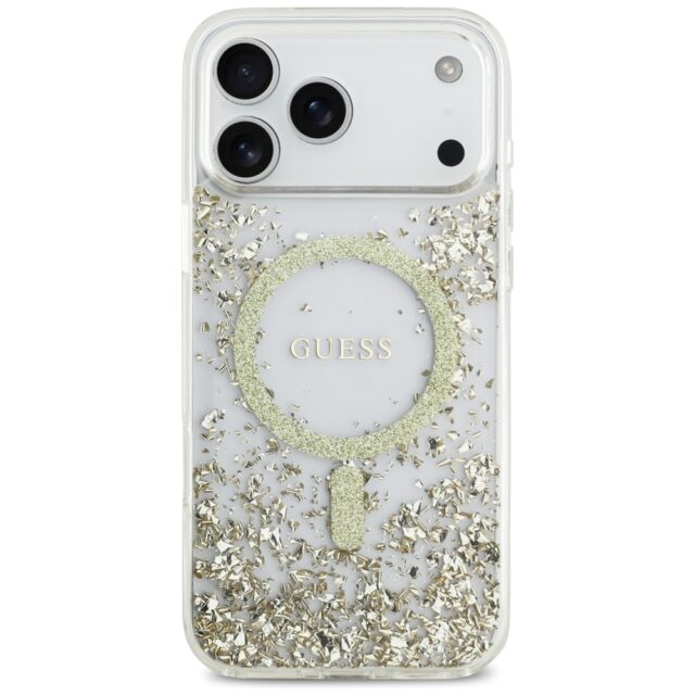 Guess Resin Bottom Glitter MagSafe case for iPhone 17 Pro Max gold - imagine 3