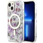 Guess GUHMP14MHCFWST iPhone 14 Plus / 15 Plus 6.7" transparent hardcase Flower MagSafe