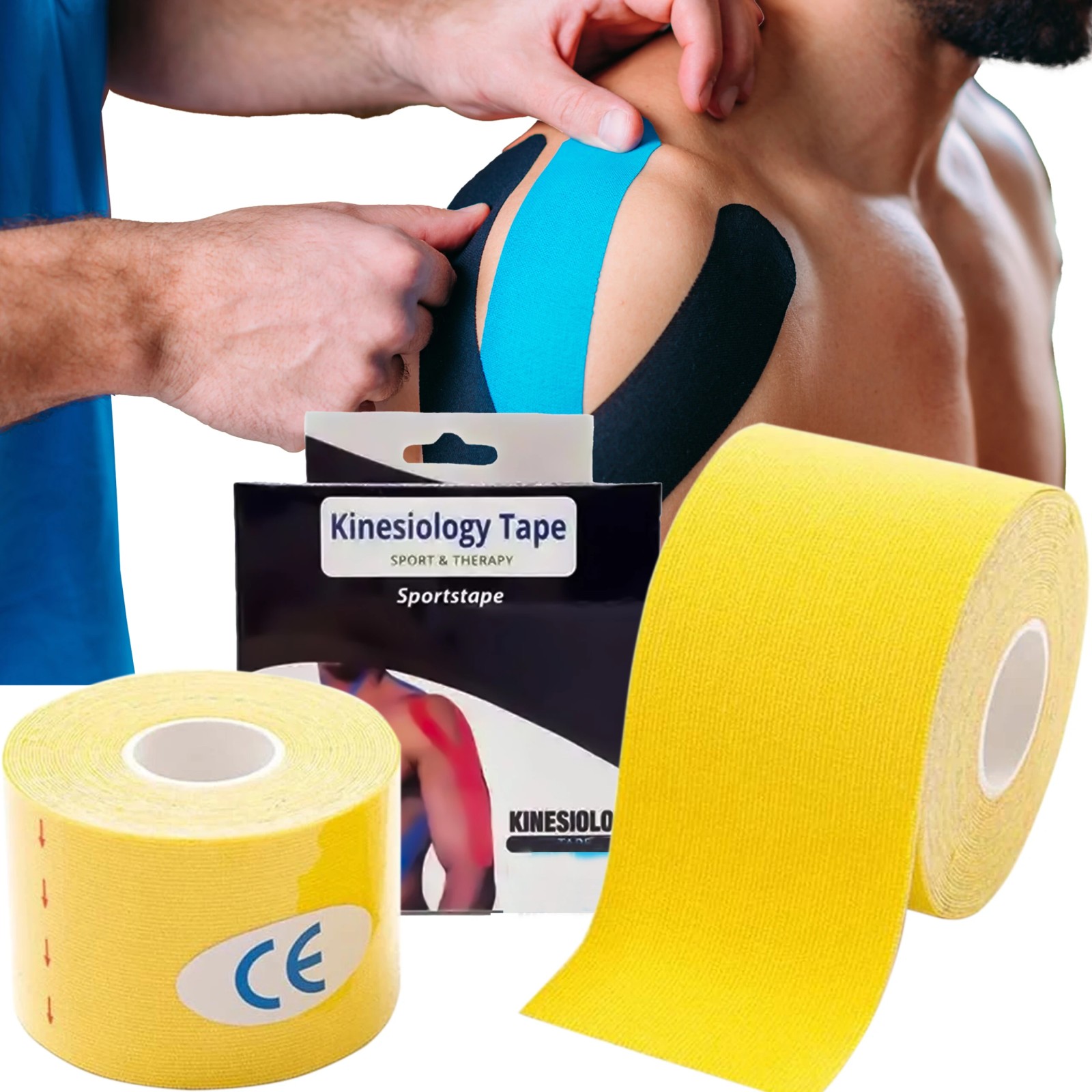 cps-54cbef3d8e2a52572e18a3d7f72a883f-2025-12-05-13-52-05 Extralink Kinesiology Tape, Kinesiotaping Strips, Sports Tape Pro 5m x 5cm Yellow - imagine 1