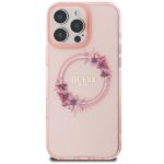 Guess GUHMP16XHFWFCP iPhone 16 Pro Max 6.9" pink hardcase IML Flowers Wreath MagSafe - imagine 3