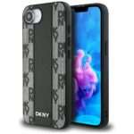 Case DKNY Leather Checkered Mono Pattern MagSafe for iPhone 16e black