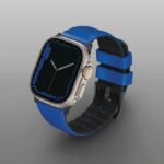 UNIQ Linus Strap Apple Watch Series 1-8/SE/SE2/SE3/Ultra1/2/3 42/44/45/49mm Airosoft Silicone blue - imagine 3