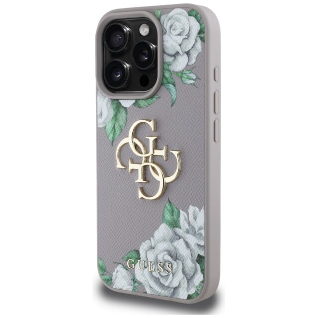Case Guess Grained Roses Big 4G logo for iPhone 16 Pro Max purple - imagine 2