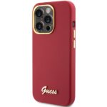 Guess GUHCP15LSMBSLM iPhone 15 Pro 6.1" magenta hardcase Silicone Script Metal Logo & Frame - imagine 2