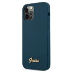 Guess GUHCP12MLSLMGBL iPhone 12/12 Pro 6,1" blue hardcase Metal Logo Script - imagine 2