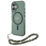 Guess GUHMP16MHGCRELSA iPhone 16 Plus 6.7" green hardcase IML Glitter With Pearl Strap MagSaf