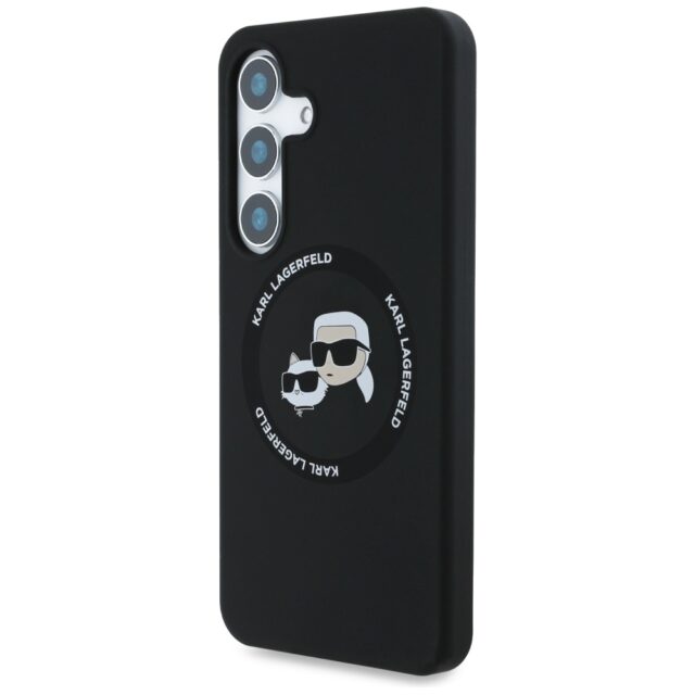 Case Karl Lagerfeld Silicone Double Heads And Circle MagSafe for Samsung Galaxy S25+ black - imagine 2