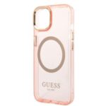 Guess GUHMP14MHTCMP iPhone 14 Plus/ 15 Plus 6.7" pink hard case Gold Outline Translucent MagS - imagine 6