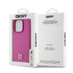 DKNY DKHMP15LPSHRPSP iPhone 15 Pro 6.1 inch pink hardcase Leather Monogram Pattern Metal Logo MagSaf - imagine 8