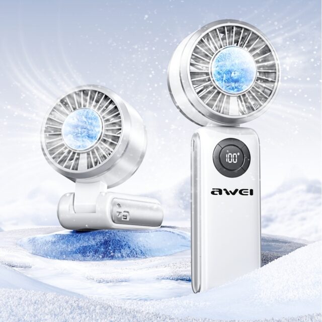 Handheld fan AWEI F39 Fast Ice white - imagine 3