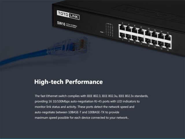 Totolink SW16 | Switch | 16x RJ45 100Mb/s, Rackmount, Unmanaged - imagine 7