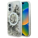 Guess GUHMP16SLFMWTE iPhone 16 6.1" beige hardcase Liquid Glitter Flower MagSafe