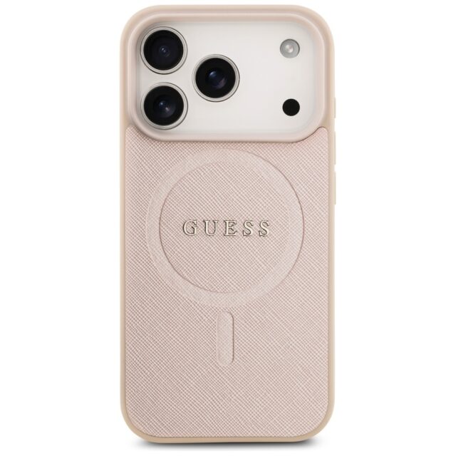 Guess Saffiano Classic Logo MagSafe Case for iPhone 17 Pro Pink - imagine 3