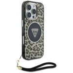 Case Guess HC IML Leopard Triangle Cord Strap for iPhone 16 Pro Max MagSafe brown - imagine 3