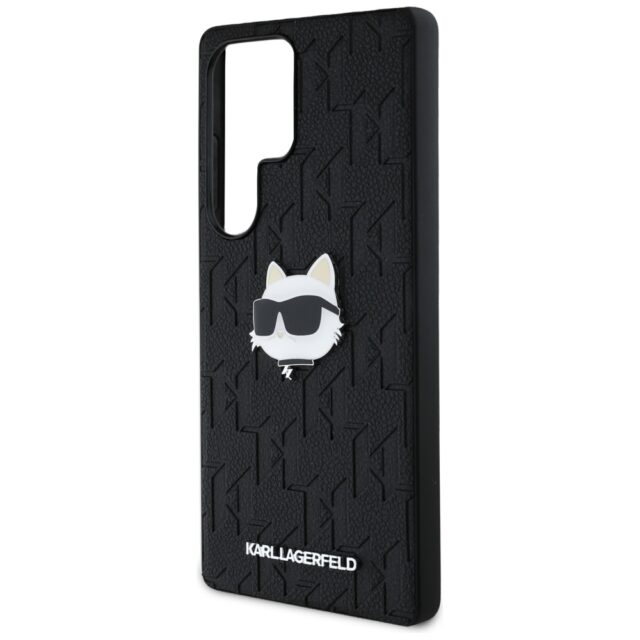 Karl Lagerfeld Leather Monogram Pin Logo Choupette Head Case for Samsung Galaxy S25 Ultra Black - imagine 6