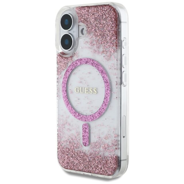 Guess HC Resin Bottom Glitter iPhone 16 MagSafe Case Pink - imagine 2